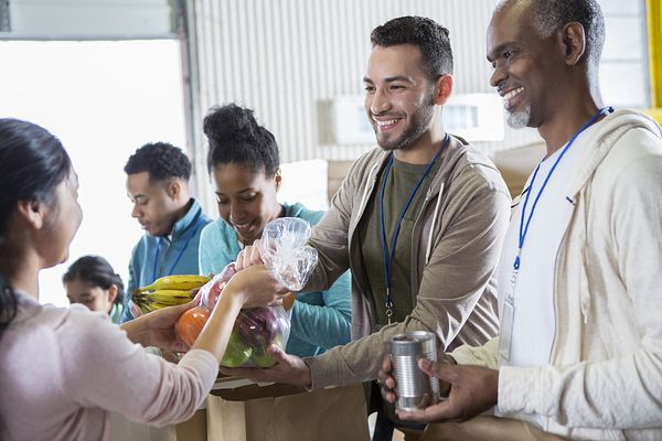 Produce distribution at a food bank