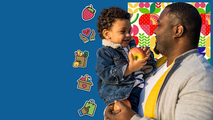 Good Food Collective Top Banner Image - A woman holds a bag of healthy food with a care icon at the top and the Good Good logo on the right. 