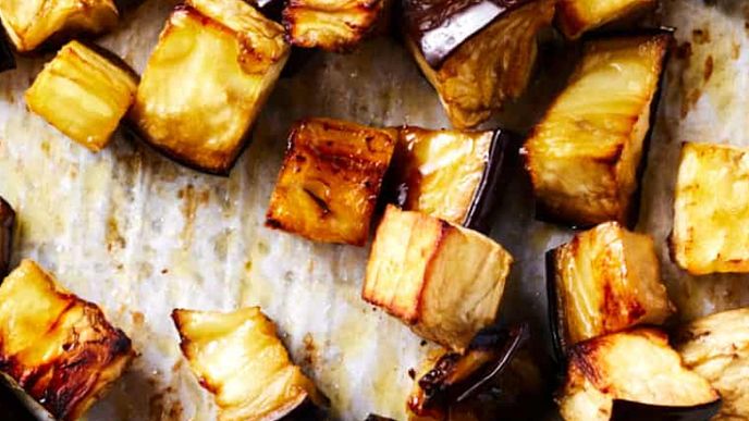 Diced and Oven Roasted Eggplant