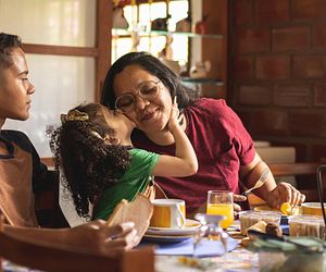 Family enjoying good food together