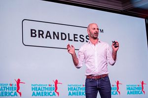Image of Ido Leffler, Brandless Co-Founder and Chairman, on the main plenary stage at Partnership for a Healthier America's 2018 Innovating a Healthier Future Summit. 