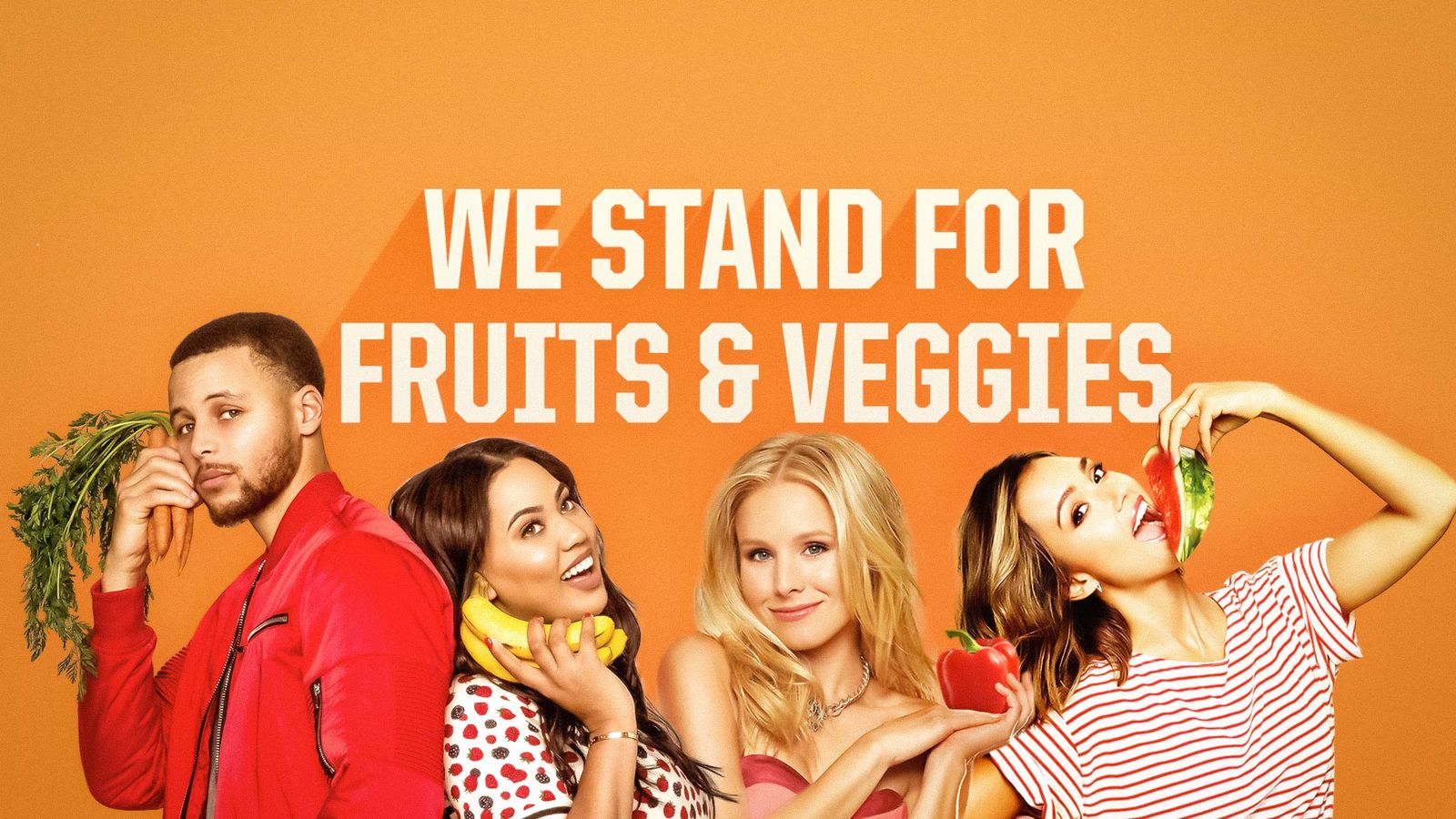 FNV campaign banner featuring Steph Curry, Ayesha Curry, Kristen Bell, and Jessica Alba.