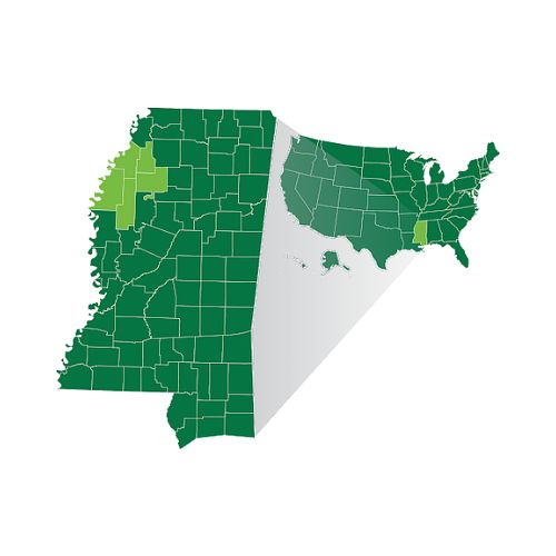 Map showing the Mississippi Delta's location in the United States