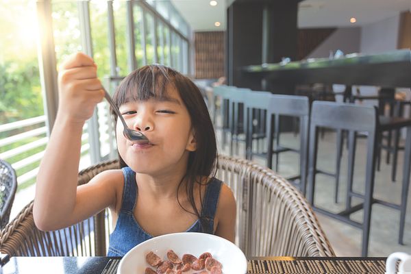 Girl eating cereal