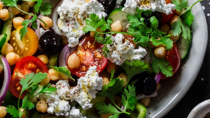 Rainbow greek salad recipe