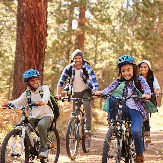 Image of a family biking for Partnership for a Healthier America's Move to Improve Challenge. 