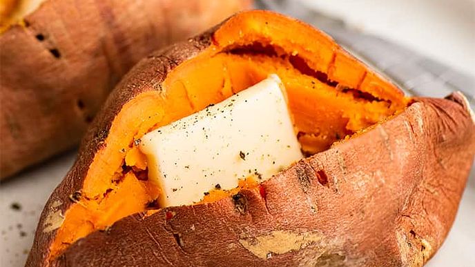 orange sweet potatoes with butter