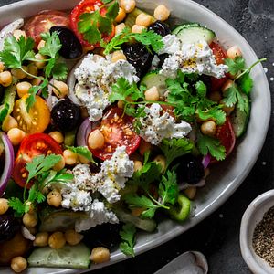 Rainbow greek salad recipe